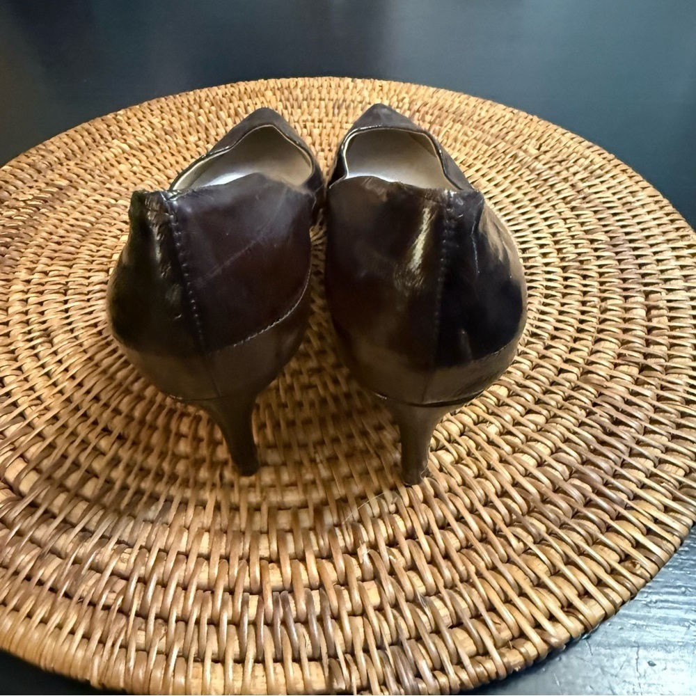 Vaneli Dark Brown Leather Heels - Picture 5 of 11